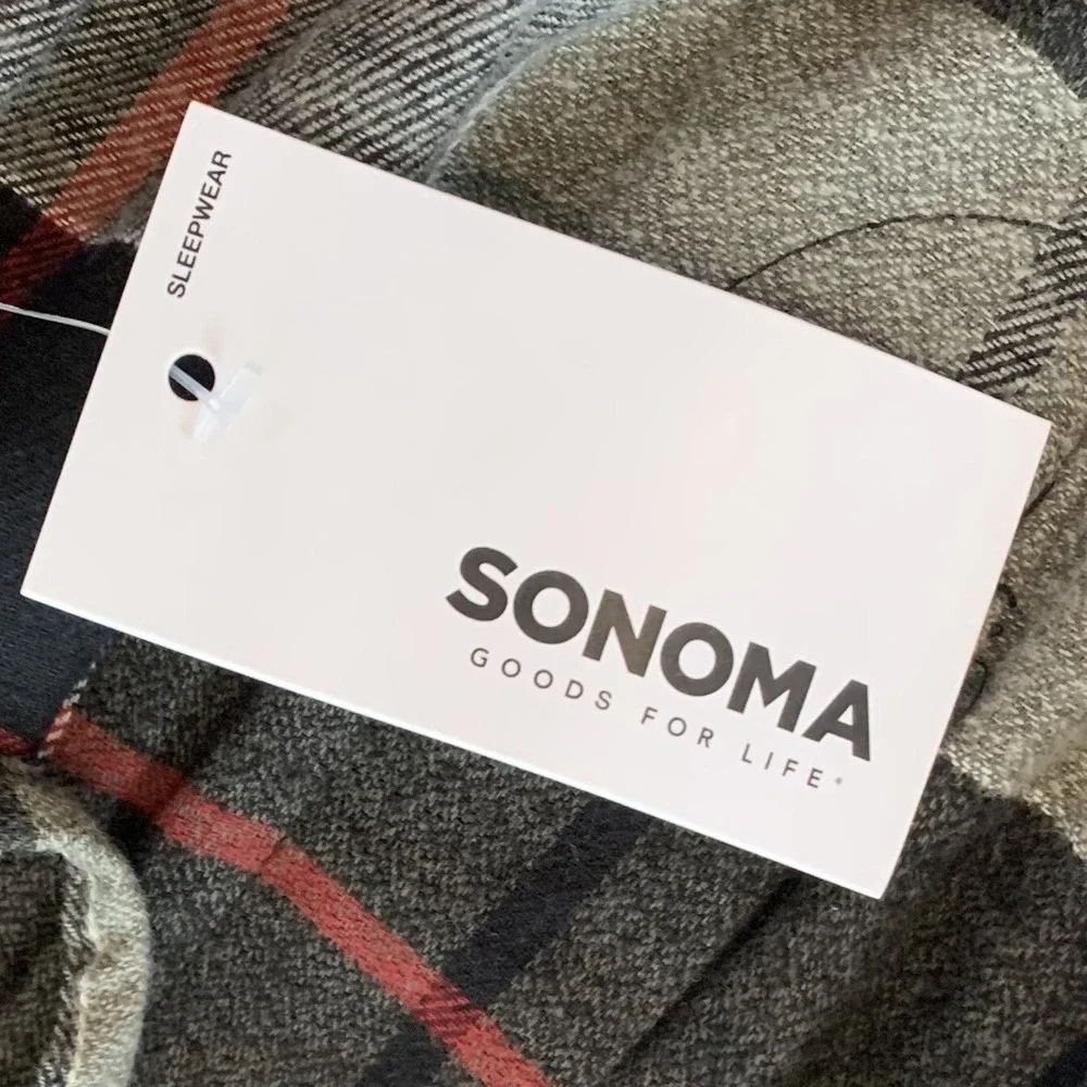 Sonoma Big Mens The Flannel Sleep Pant  1XB New with Tags Olive Plaid Soft Warm